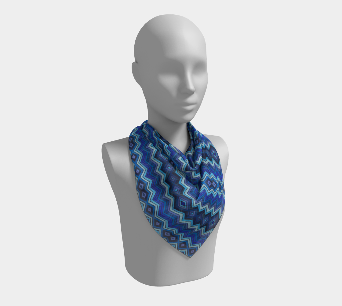Blue Chevron Pattern Square Scarf