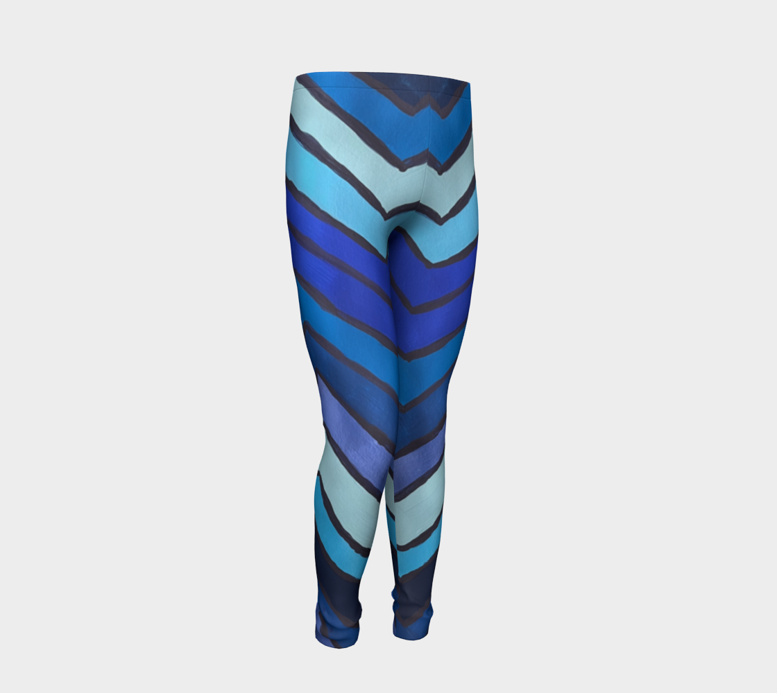 Blue Chevron Pattern Kids Leggings