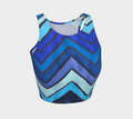 Blue Chevron Pattern Athletic Crop Top