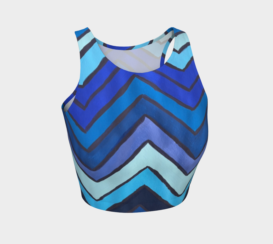 Blue Chevron Pattern Athletic Crop Top