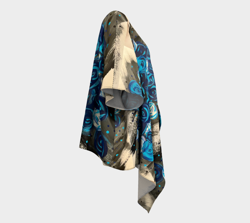 Blue Roses Draped Kimono