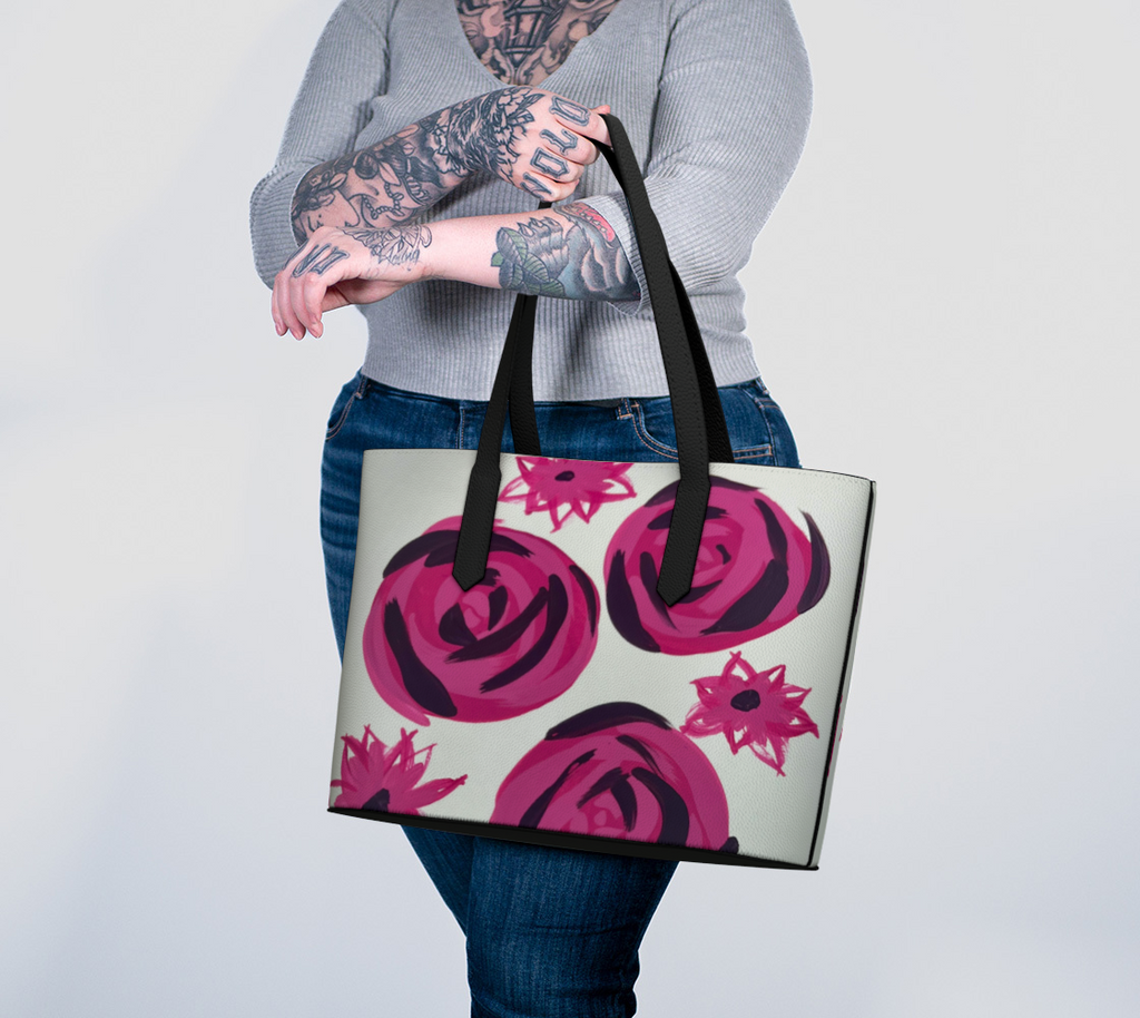 Bold Pink Rose VL Tote Bag