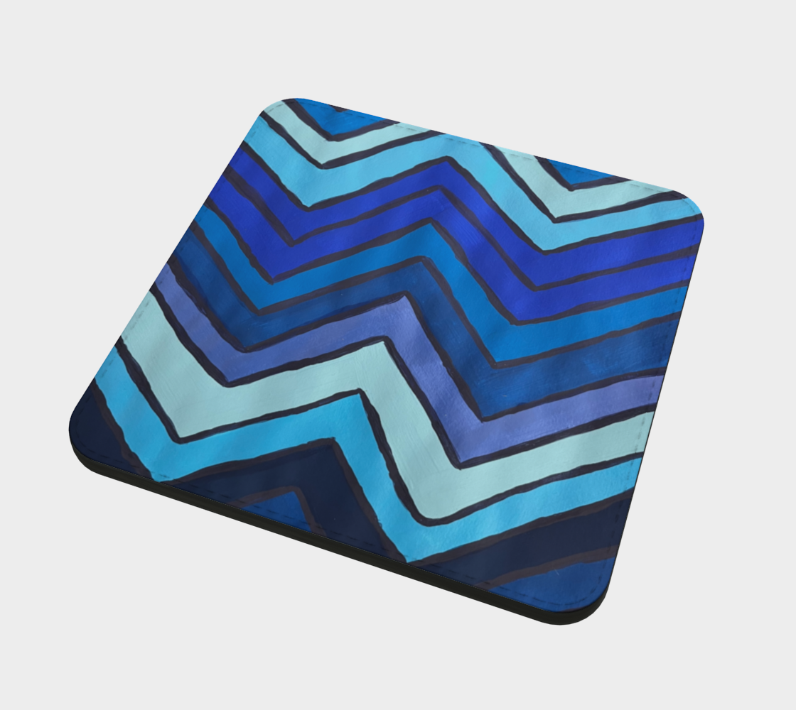 Blue Chevron Pattern Coaster