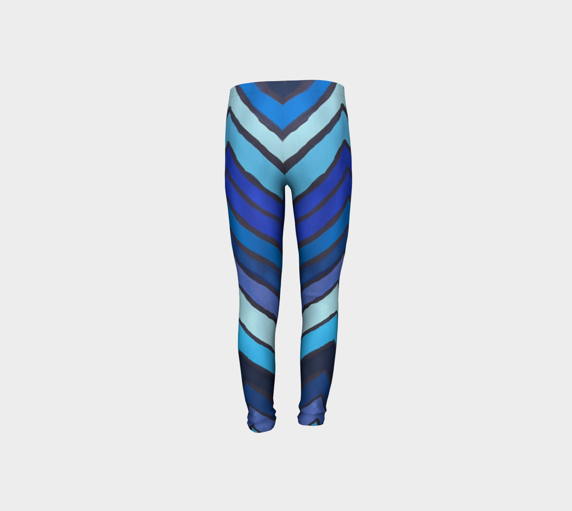 Blue Chevron Pattern Kids Leggings
