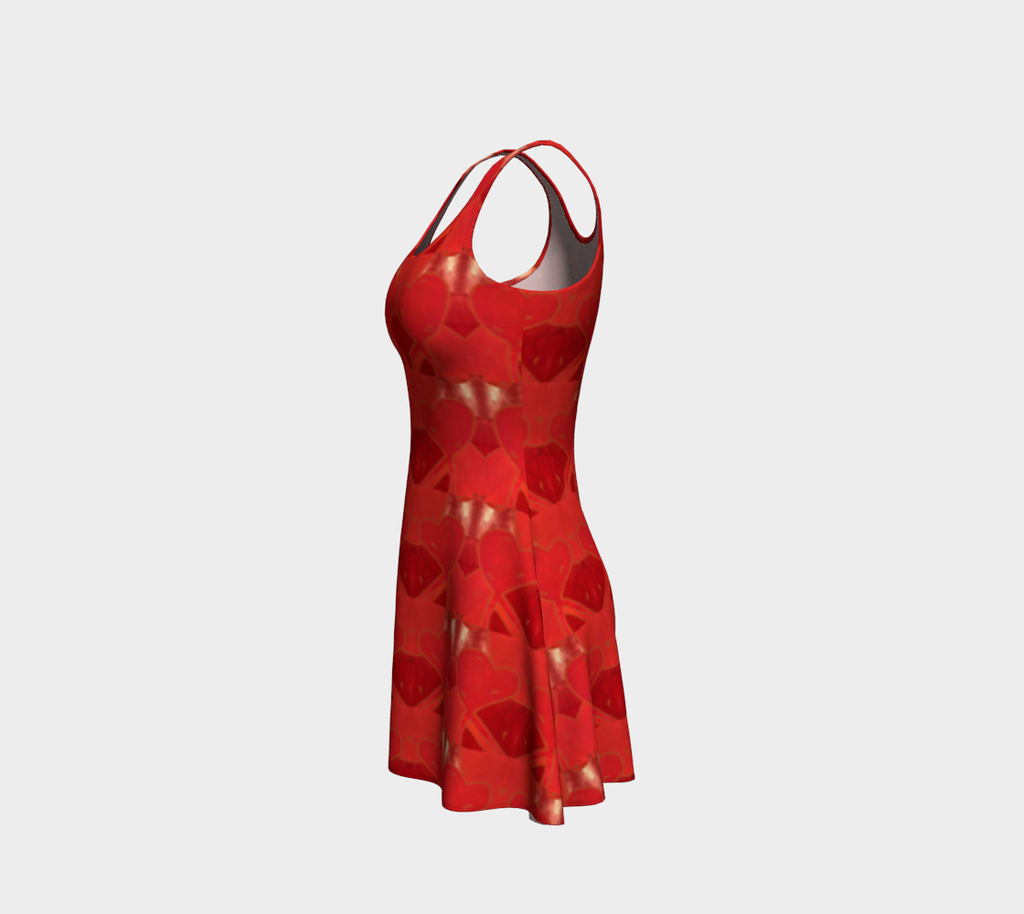 Red Heart Flare Dress