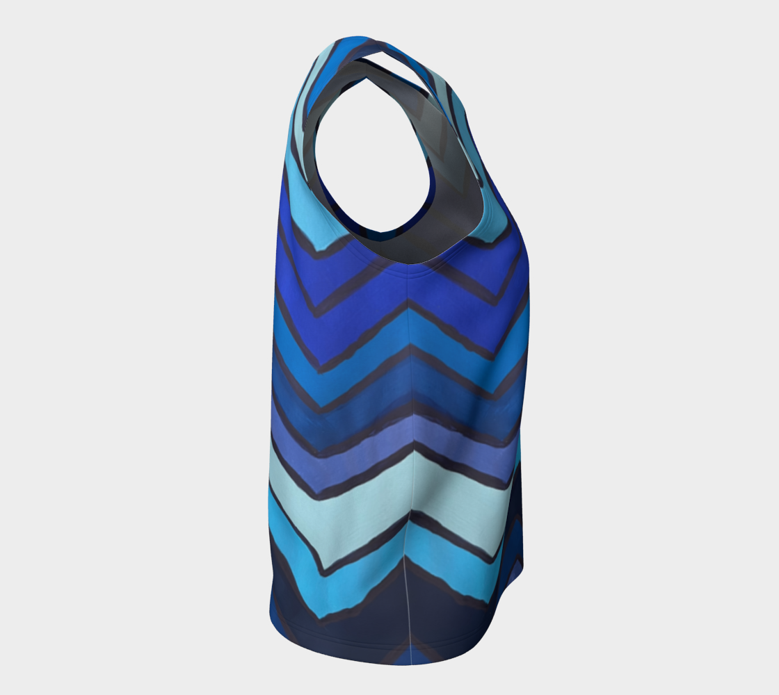 Blue Chevron Pattern Loose Tank Top