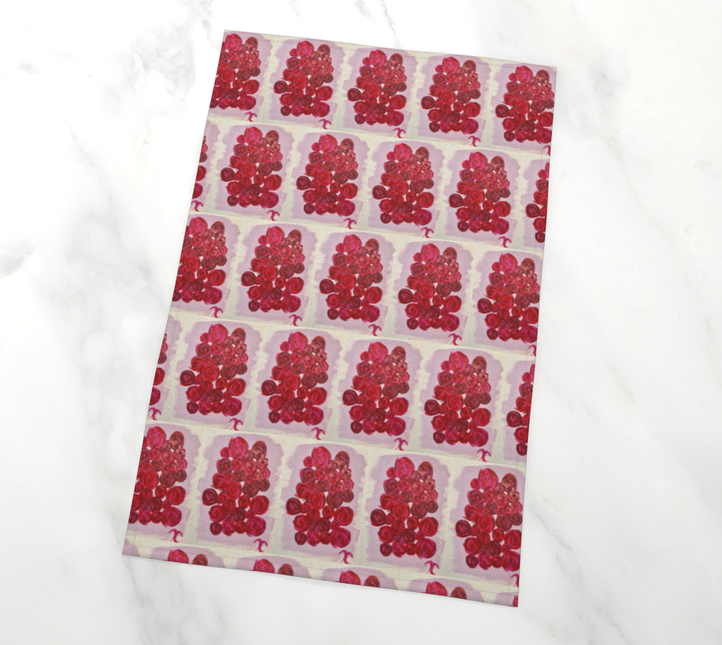 Red Roses Tea Towel