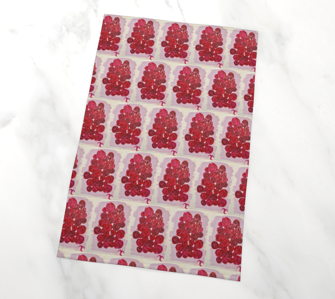 Red Roses Tea Towel
