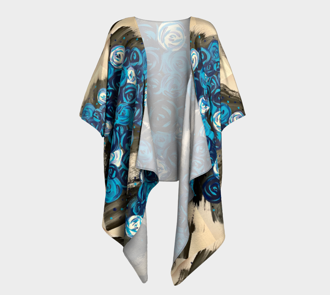 Blue Roses Draped Kimono