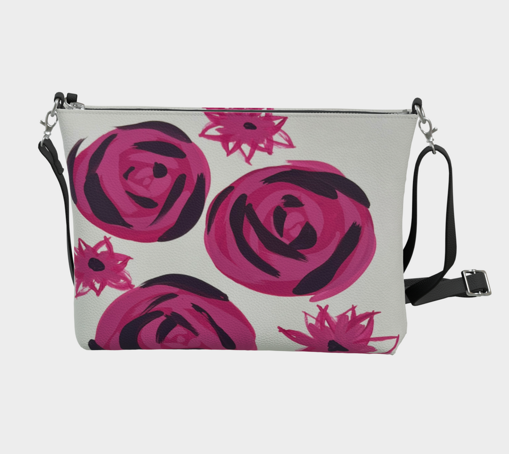 Bold Pink Rose VL Crossbody Purse