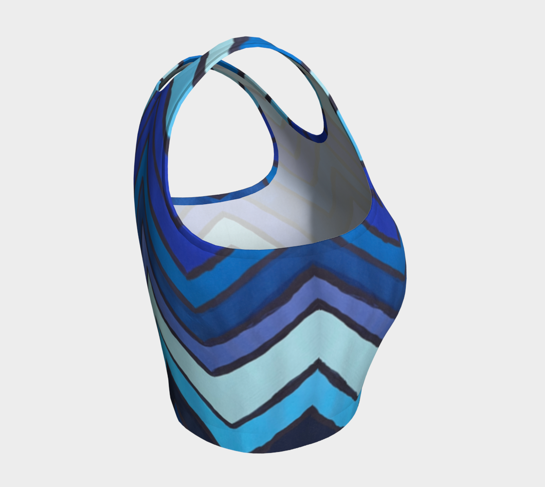 Blue Chevron Pattern Athletic Crop Top