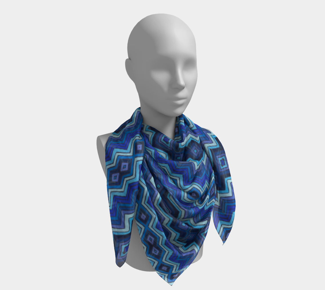 Blue Chevron Pattern Square Scarf