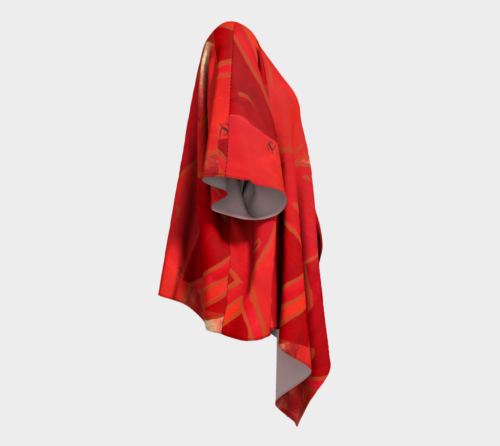 Red Heart Draped Kimono