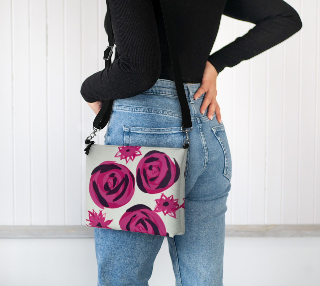 Bold Pink Rose VL Crossbody Purse