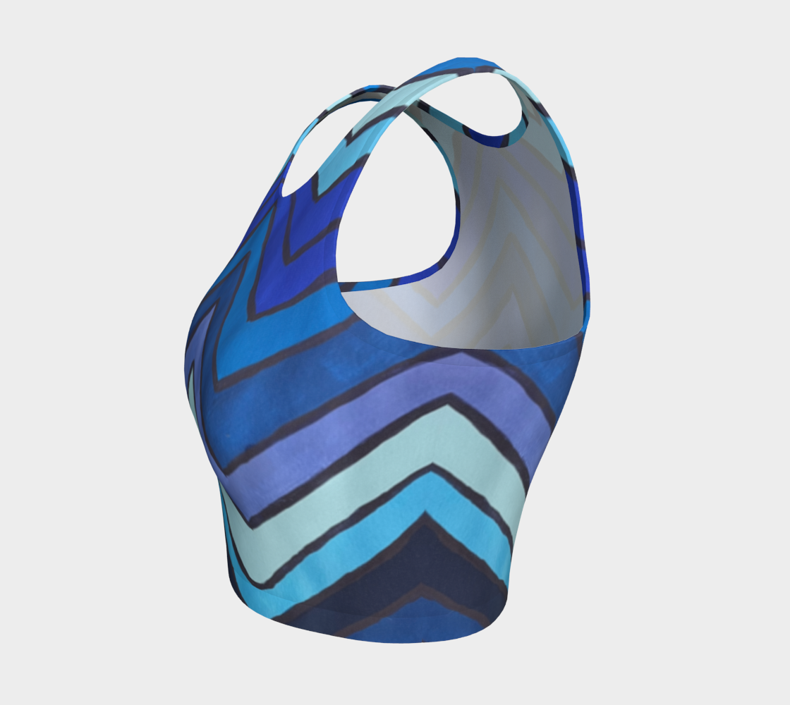 Blue Chevron Pattern Athletic Crop Top