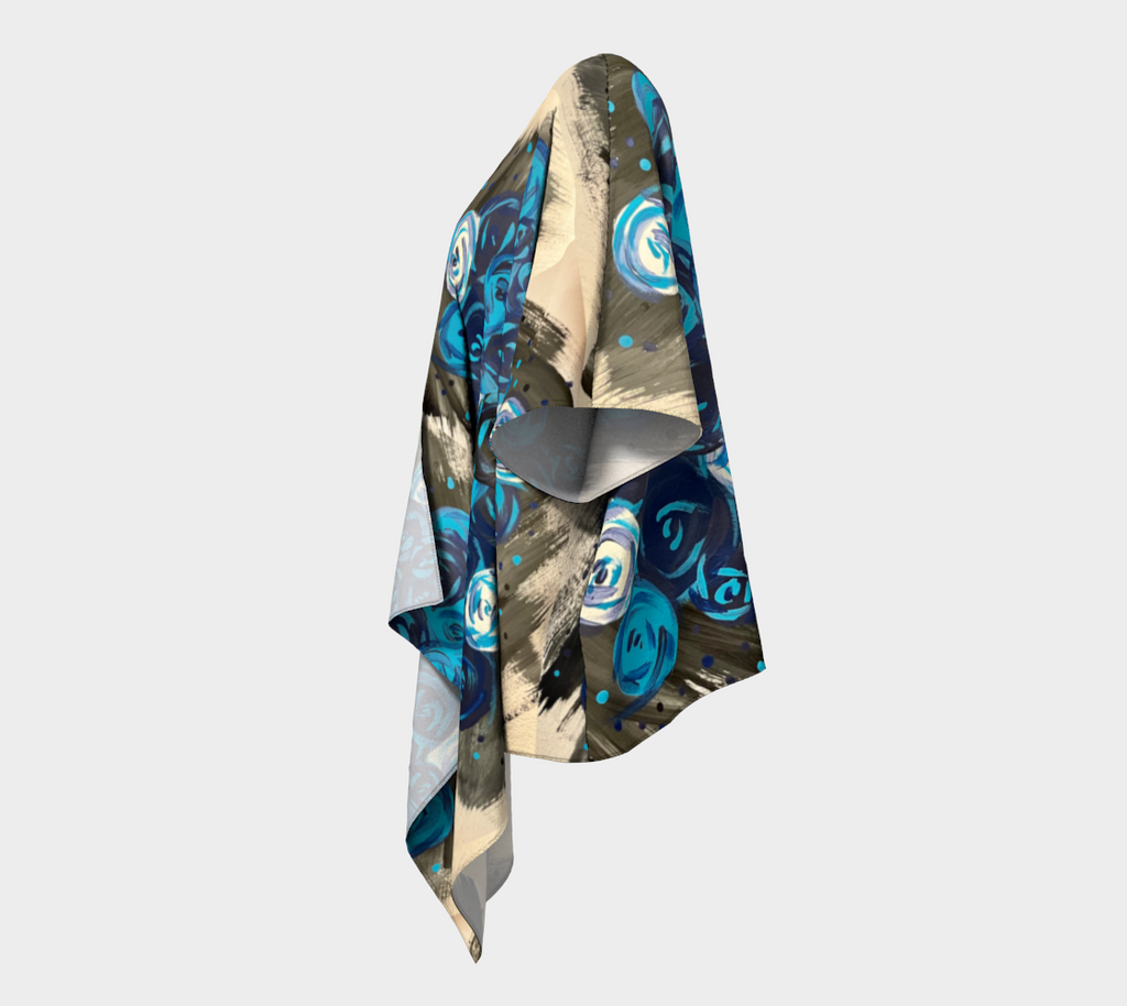 Blue Roses Draped Kimono