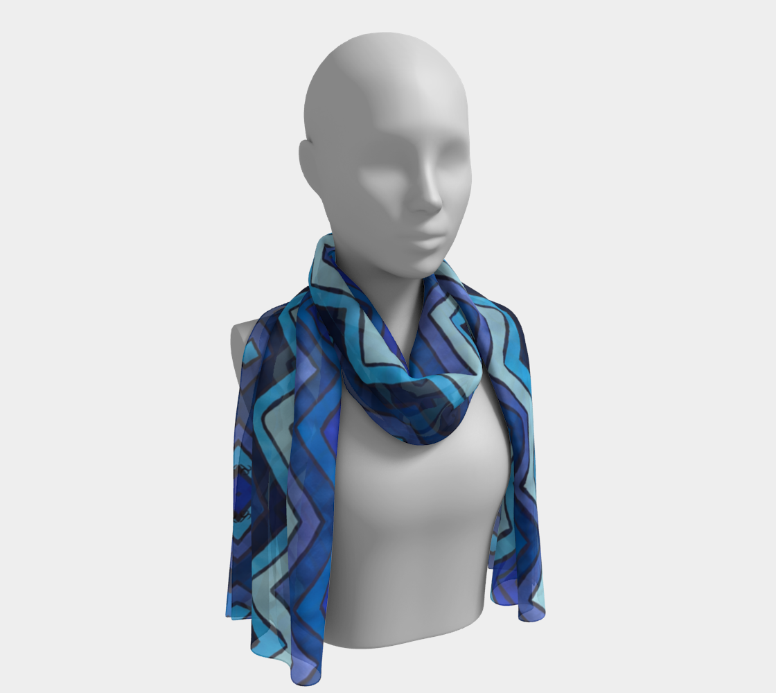 Blue Chevron Pattern Long Scarf