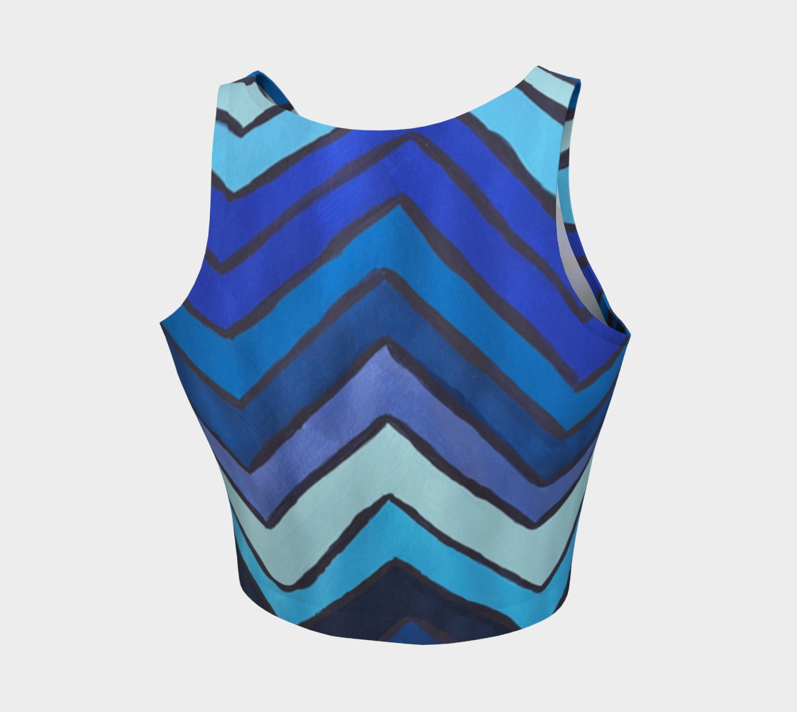 Blue Chevron Pattern Athletic Crop Top