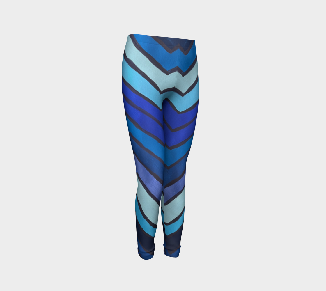 Blue Chevron Pattern Kids Leggings