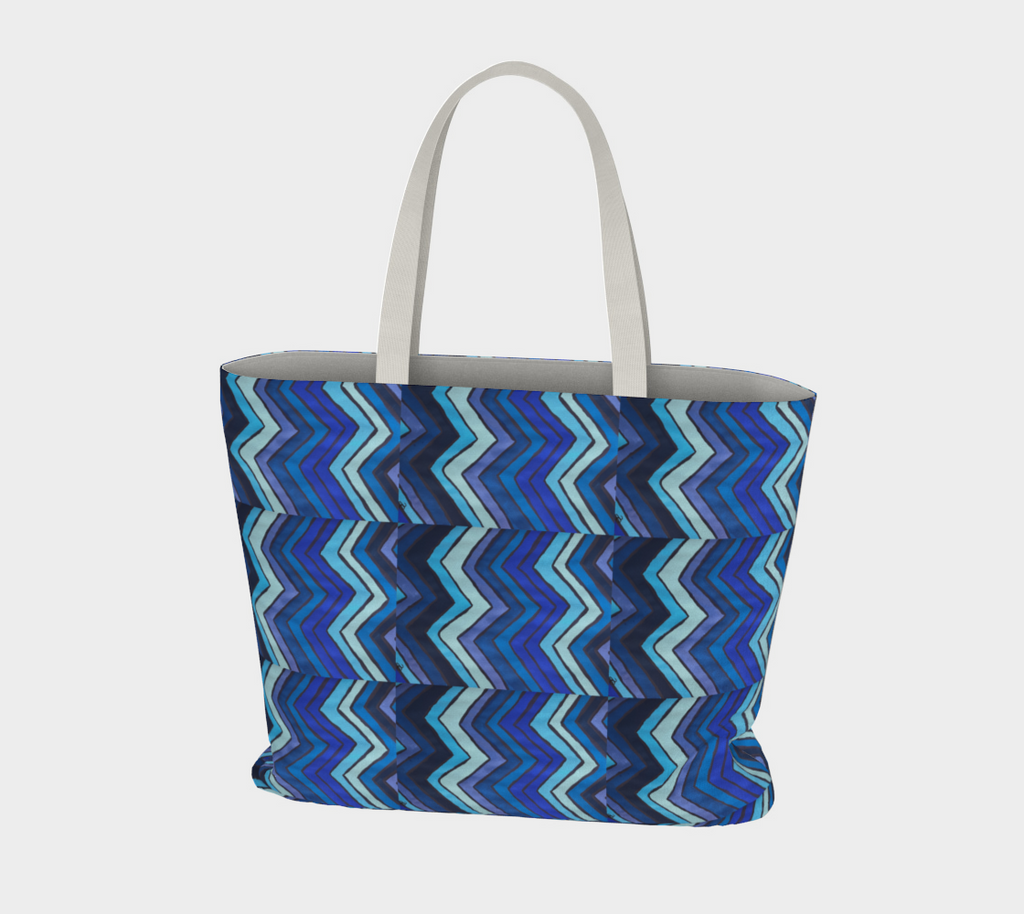 Blue Chevron Pattern Tote