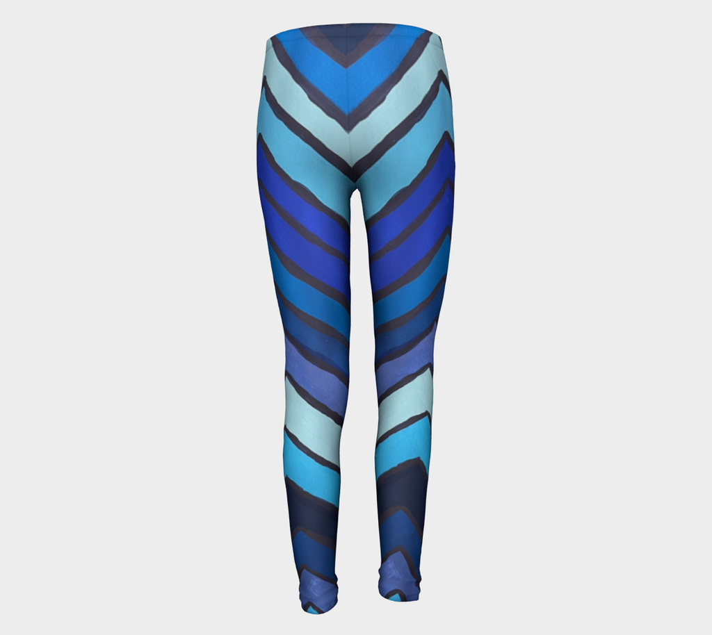 Blue Chevron Pattern Kids Leggings