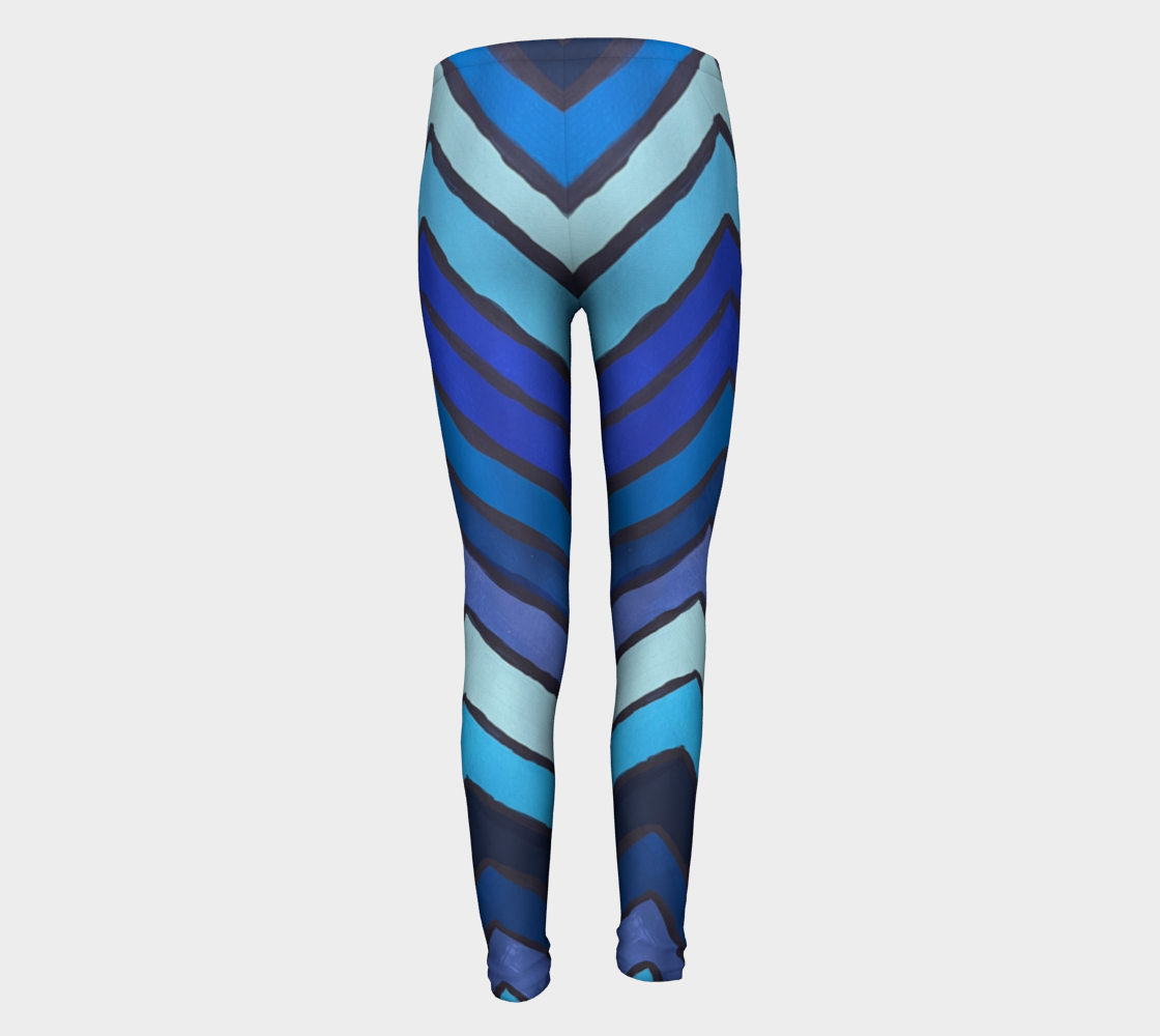 Blue Chevron Pattern Kids Leggings