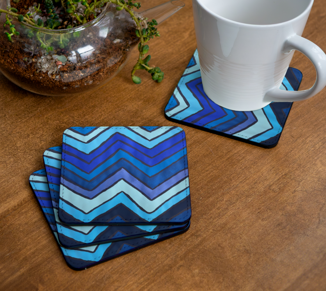 Blue Chevron Pattern Coaster