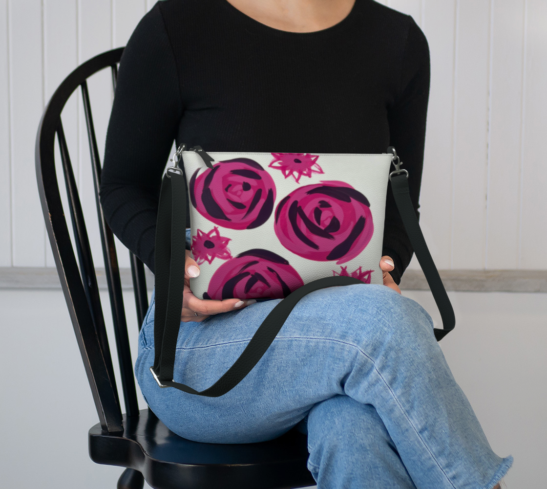 Bold Pink Rose VL Crossbody Purse