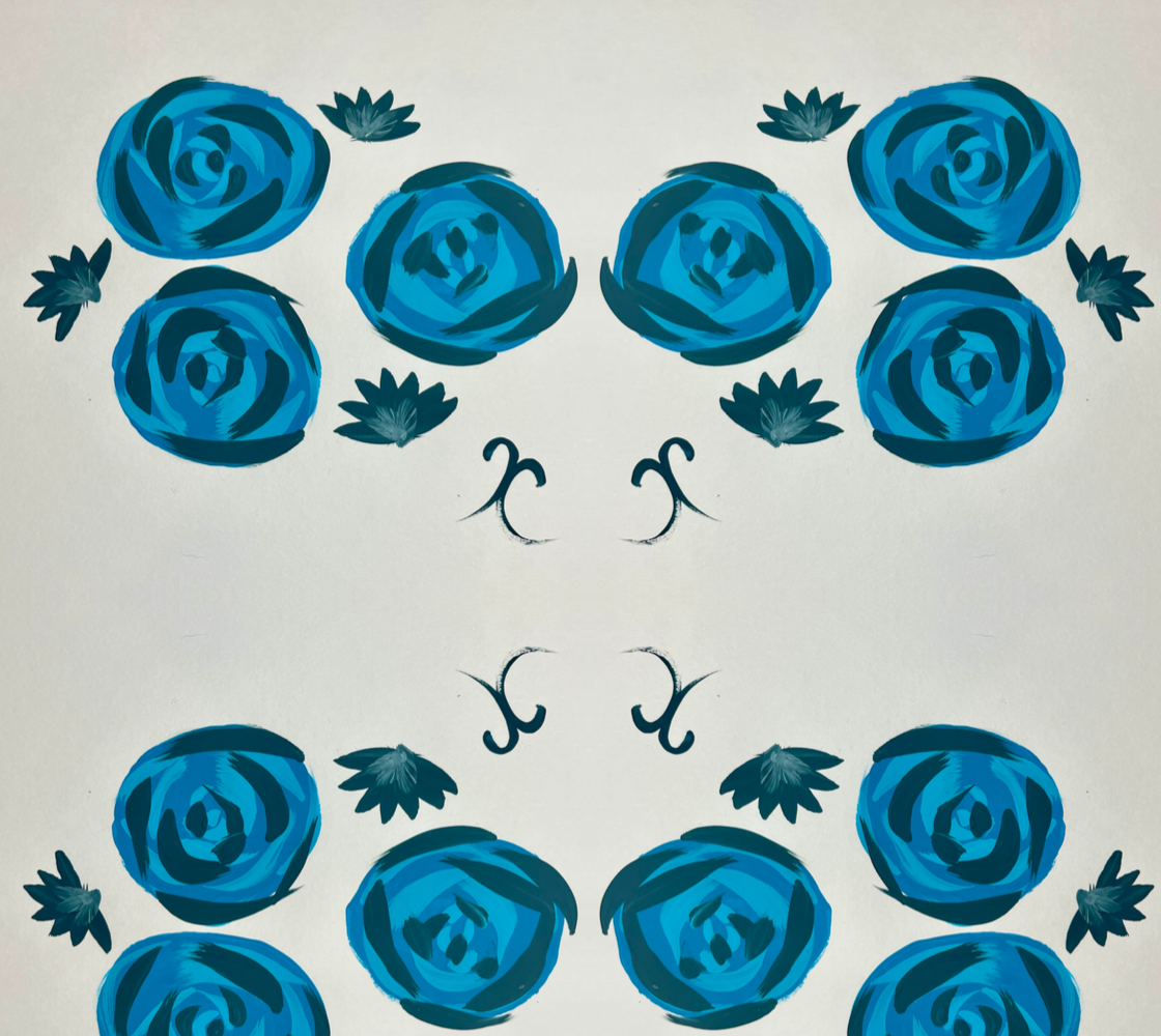 Teal Roses Fabric