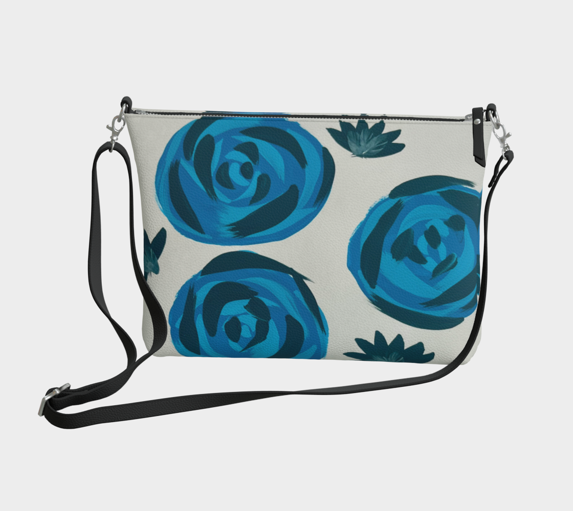 Teal Roses VL Crossbody Purse