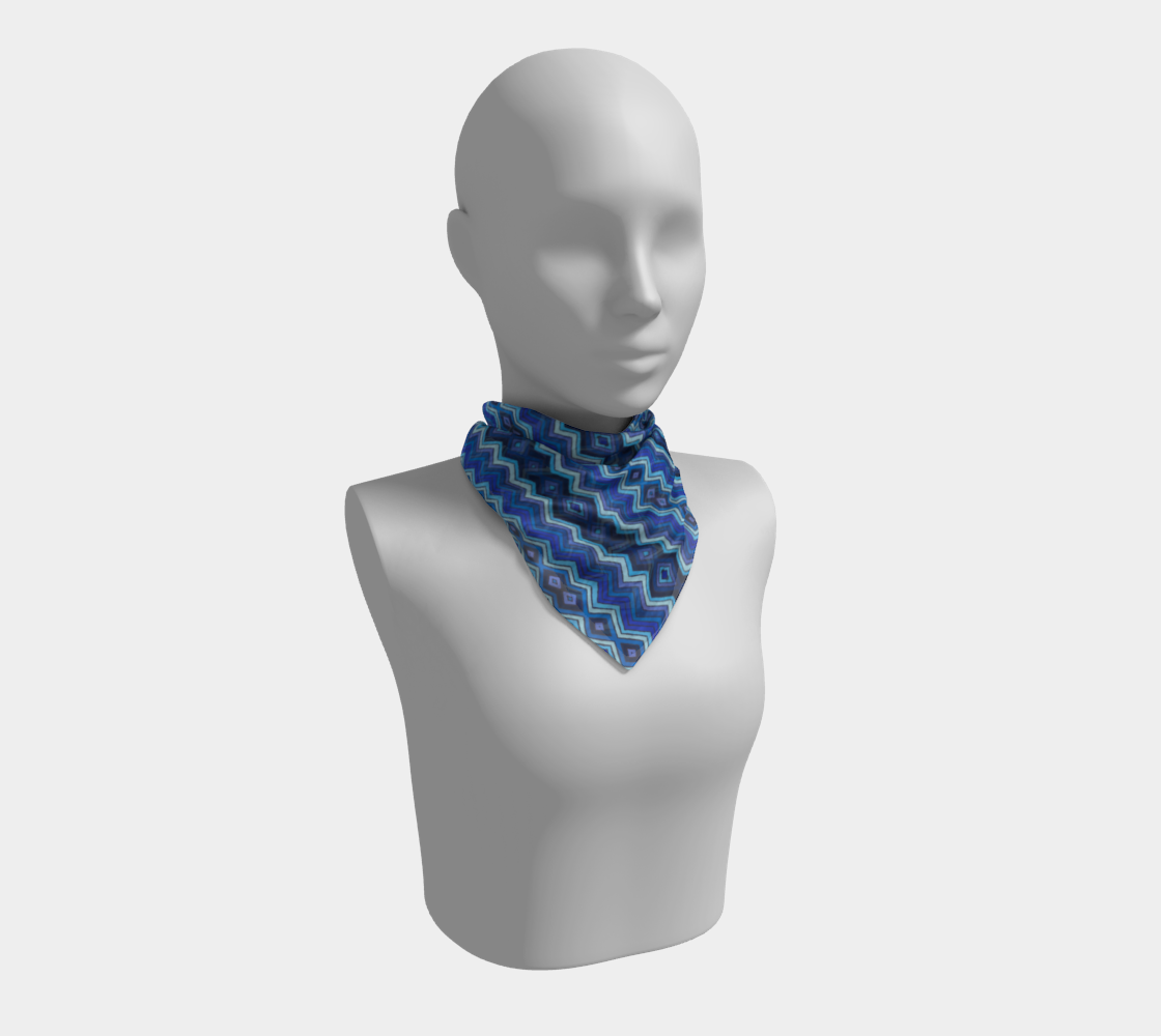 Blue Chevron Pattern Square Scarf