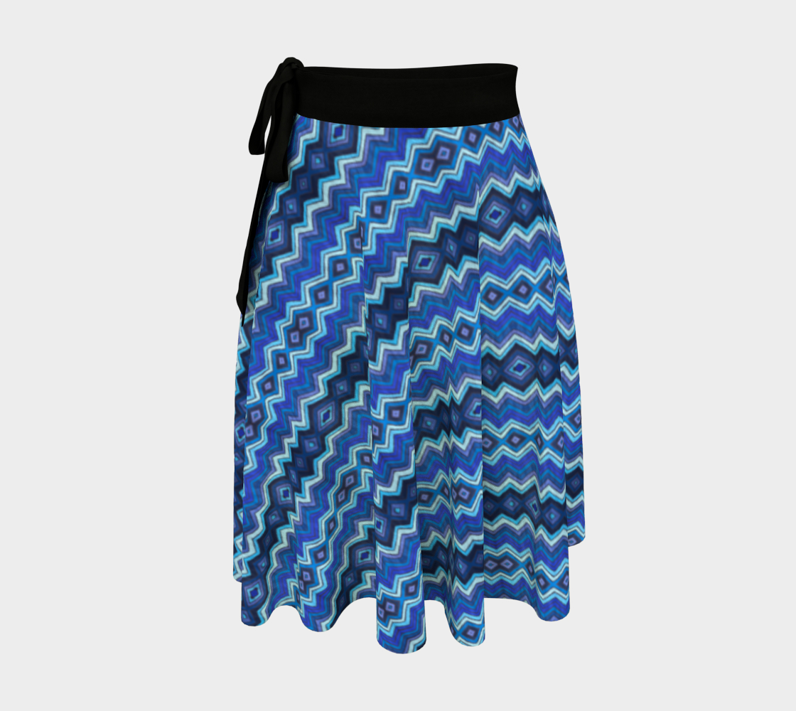 Blue Chevron Pattern Wrap Skirt
