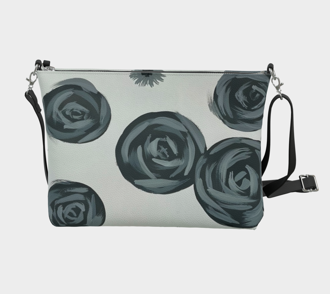 Monochrome Roses VL Crossbody Purse