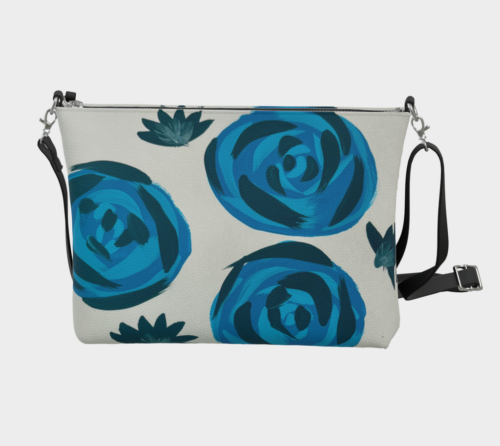 Teal Roses VL Crossbody Purse