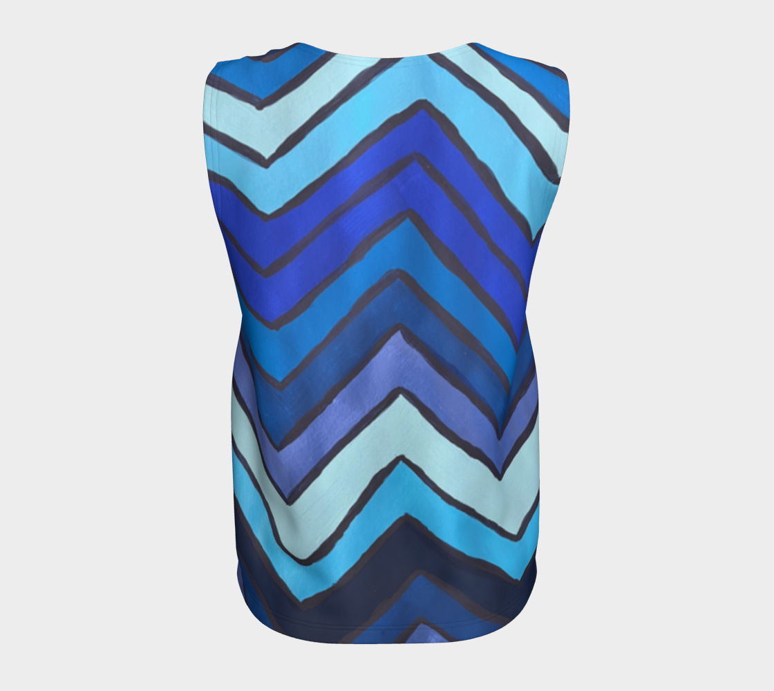 Blue Chevron Pattern Loose Tank Top