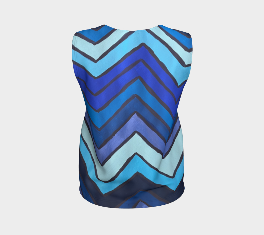 Blue Chevron Pattern Loose Tank Top