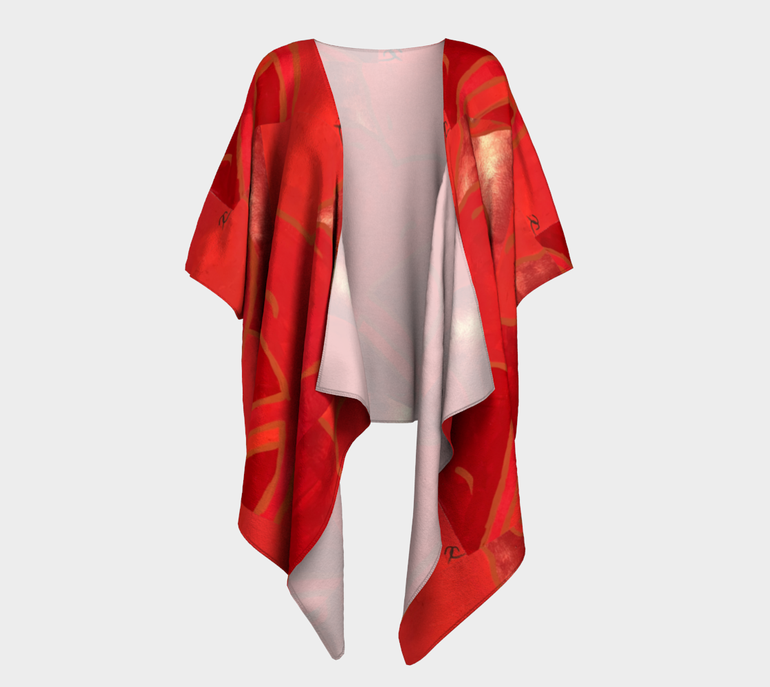 Red Heart Draped Kimono