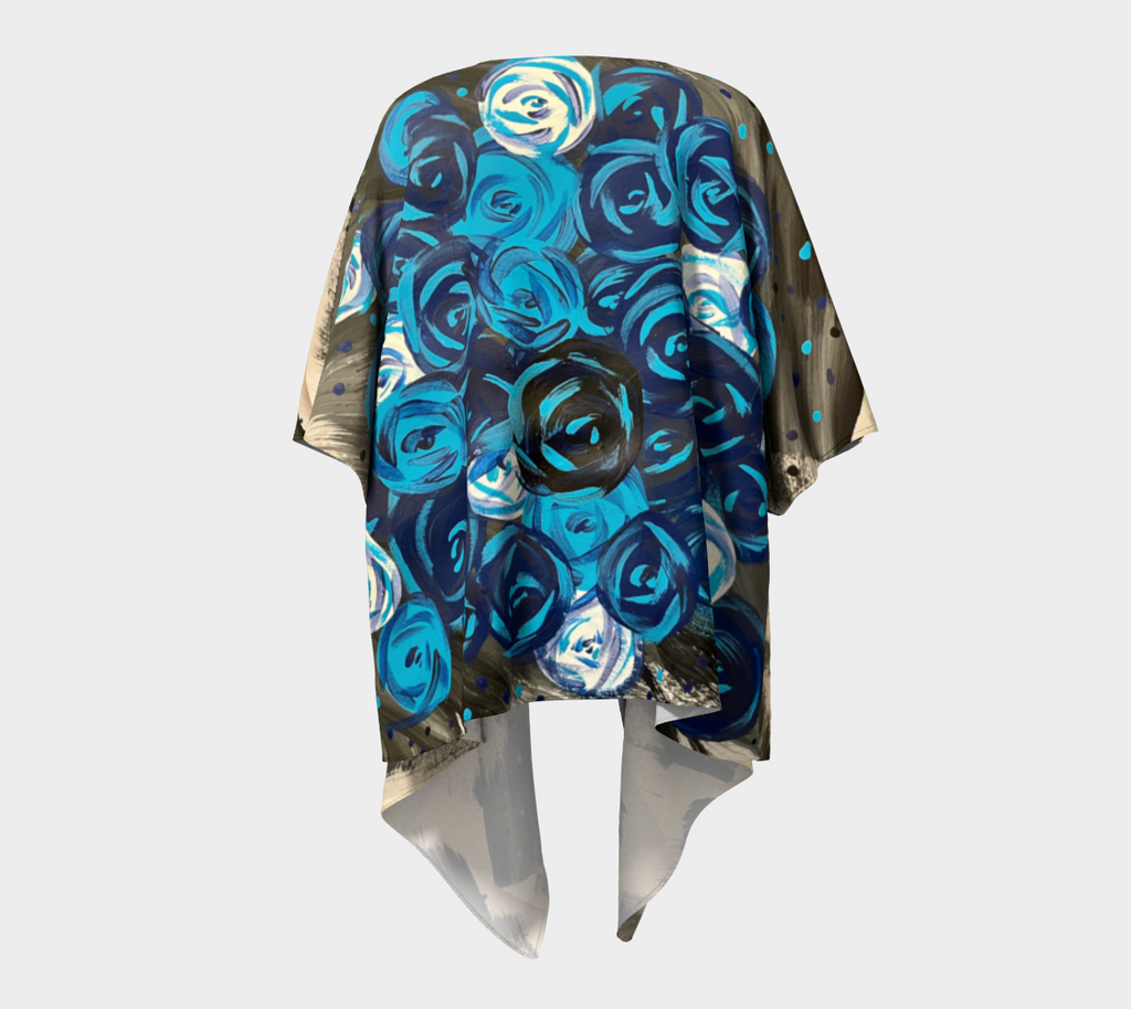 Blue Roses Draped Kimono