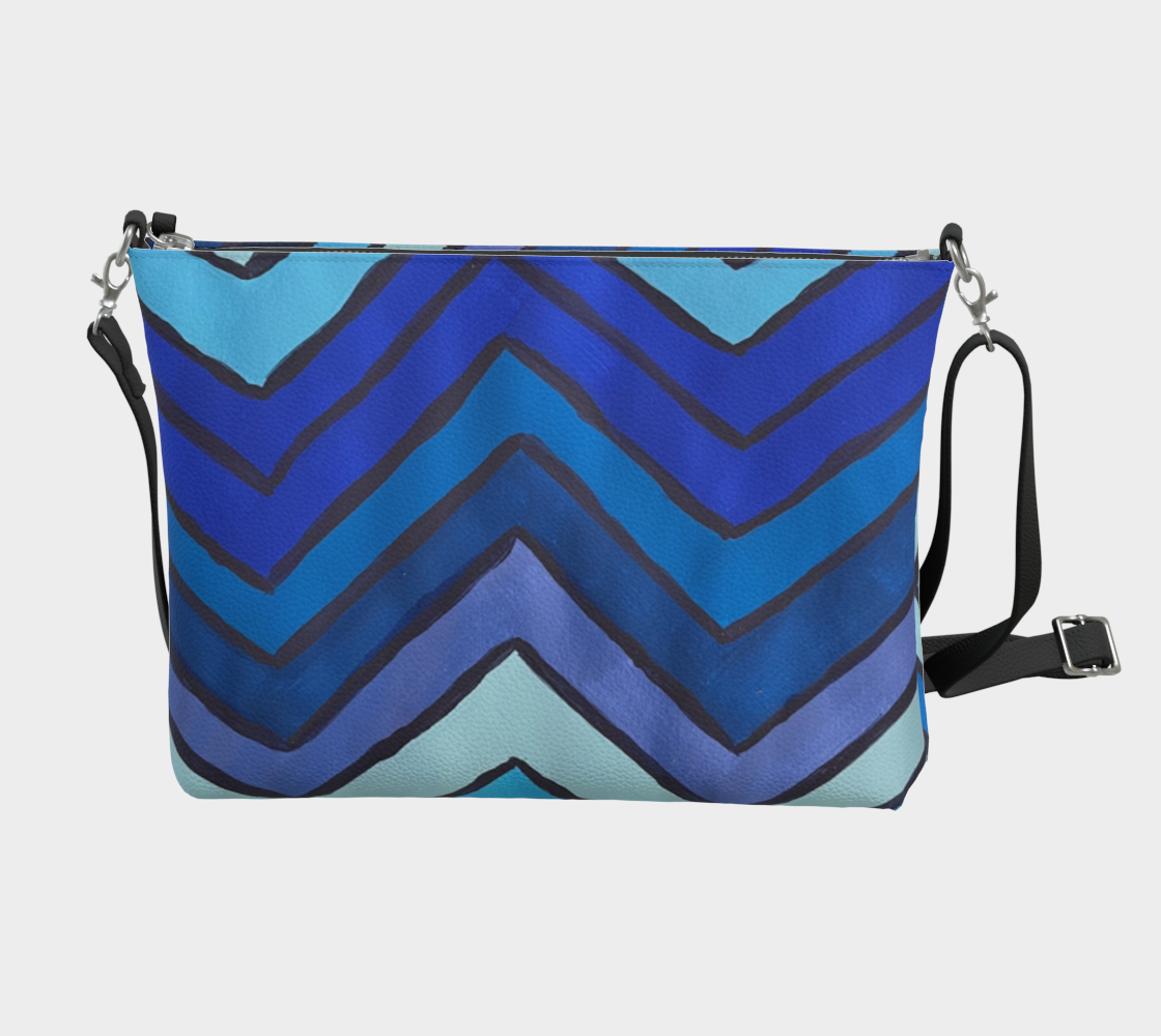 Blue Chevron Pattern VL Crossbody Bag