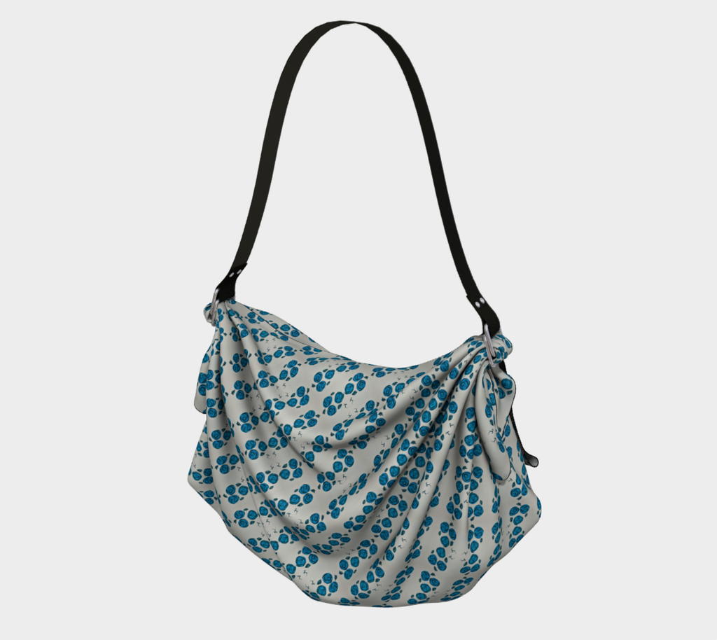 Teal Roses Origami Tote