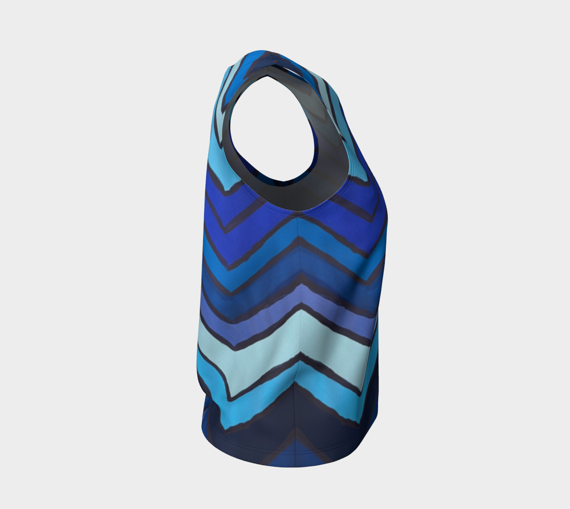Blue Chevron Pattern Loose Tank Top
