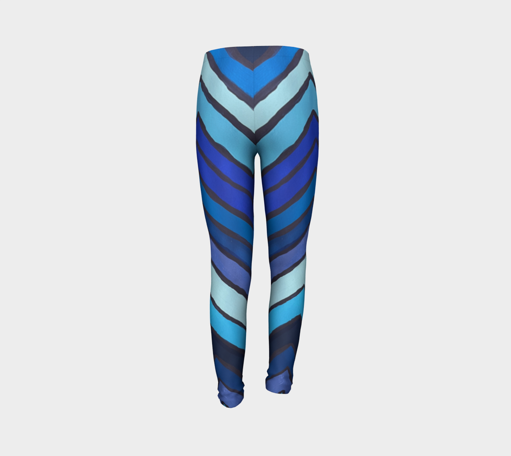 Blue Chevron Pattern Kids Leggings