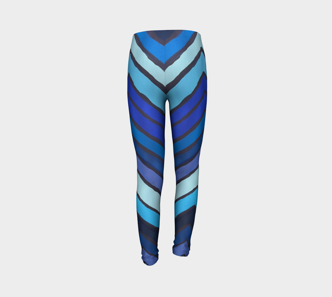 Blue Chevron Pattern Kids Leggings