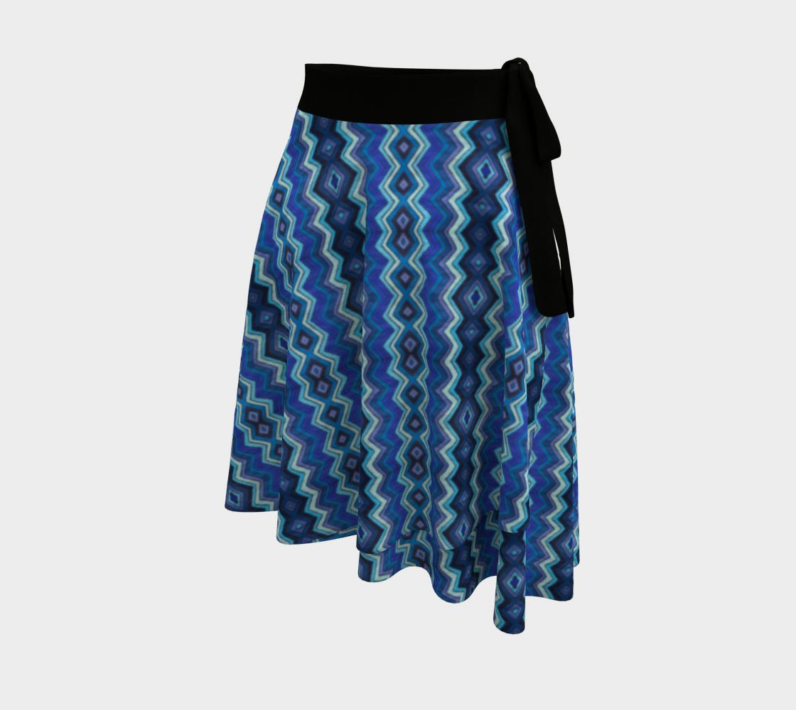 Blue Chevron Pattern Wrap Skirt