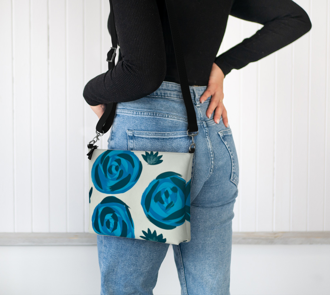 Teal Roses VL Crossbody Purse