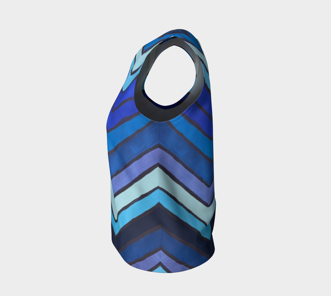 Blue Chevron Pattern Loose Tank Top