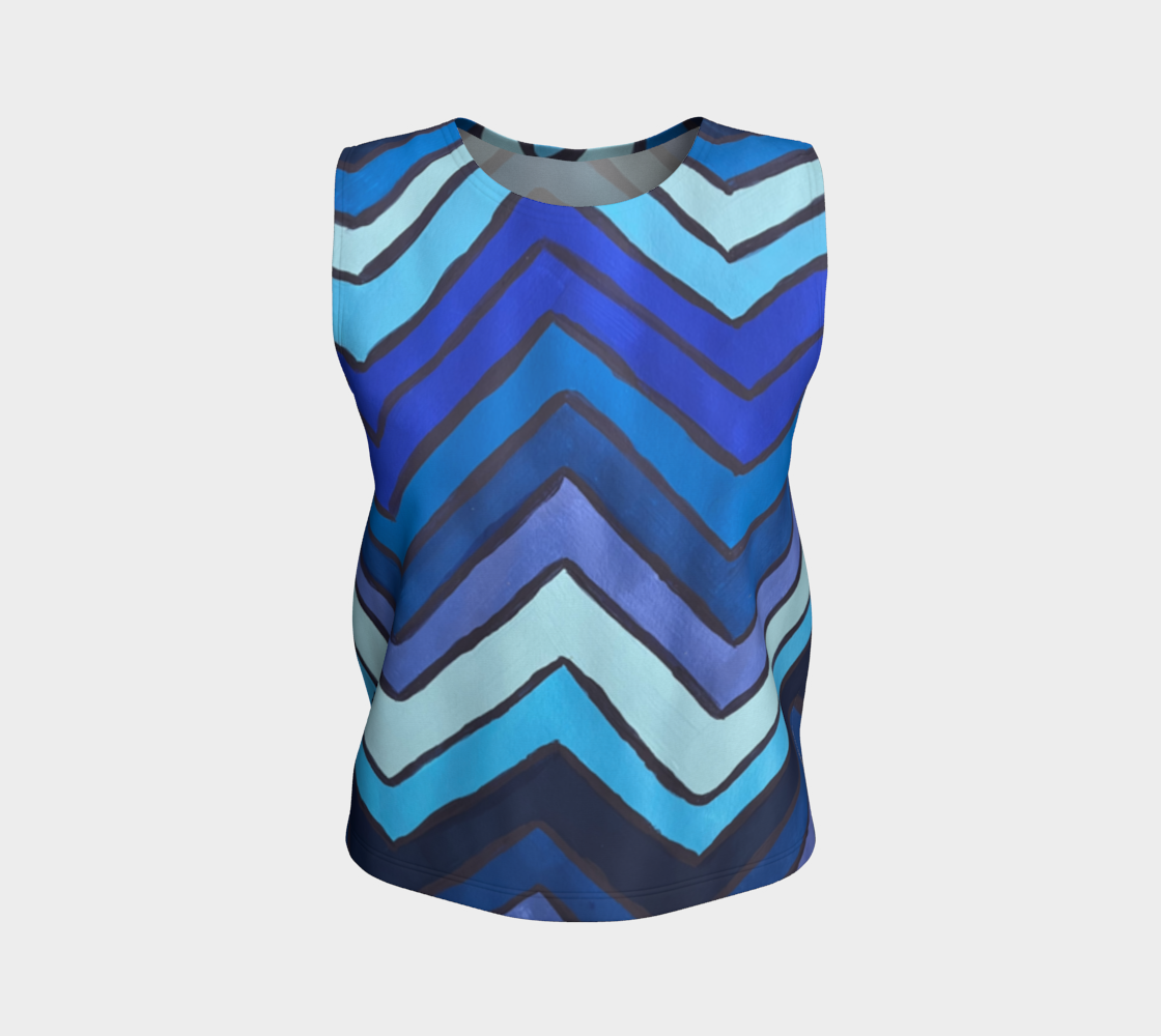 Blue Chevron Pattern Loose Tank Top
