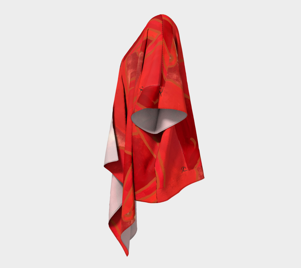 Red Heart Draped Kimono