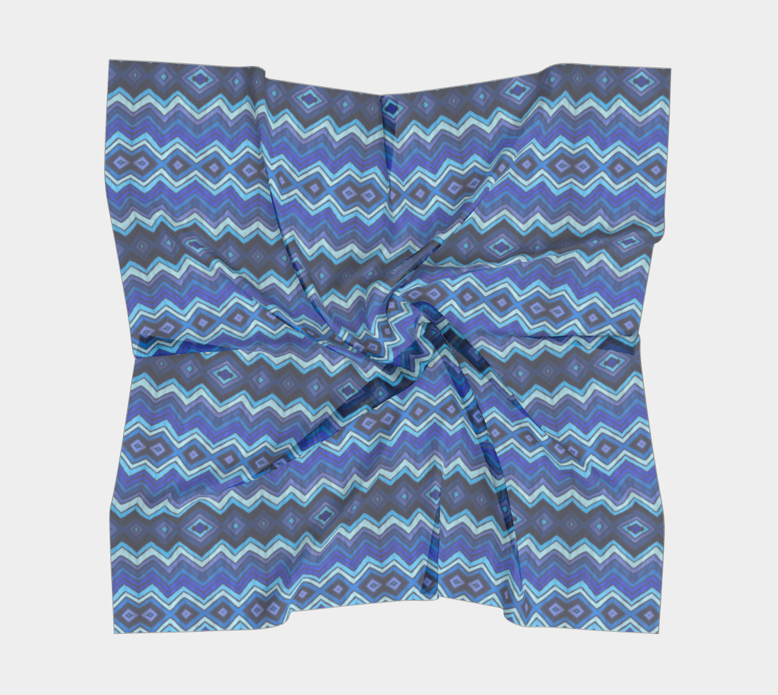 Blue Chevron Pattern Square Scarf