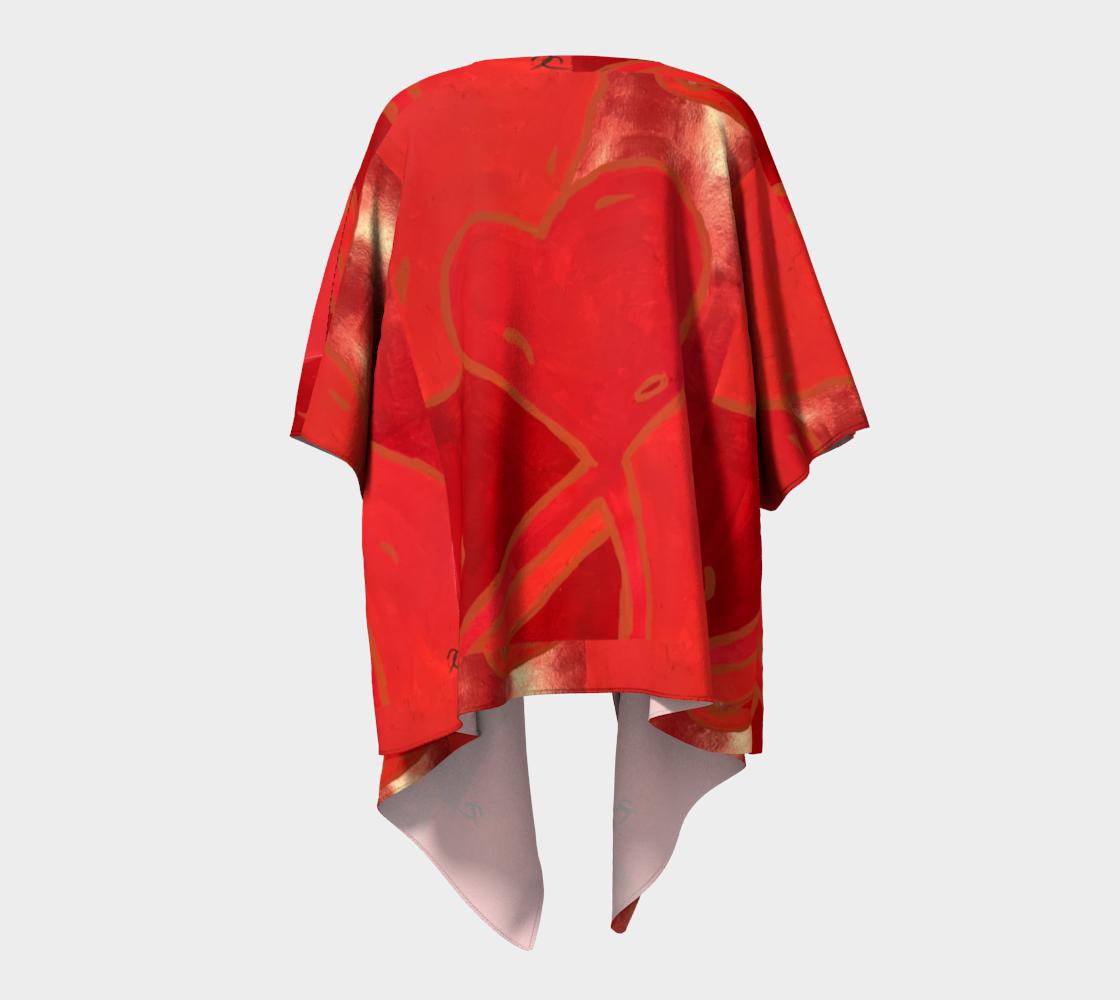 Red Heart Draped Kimono